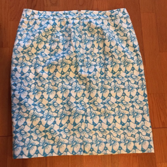 Talbots Sz8 Petite Teal/White Linen Skirt - Picture 2 of 4